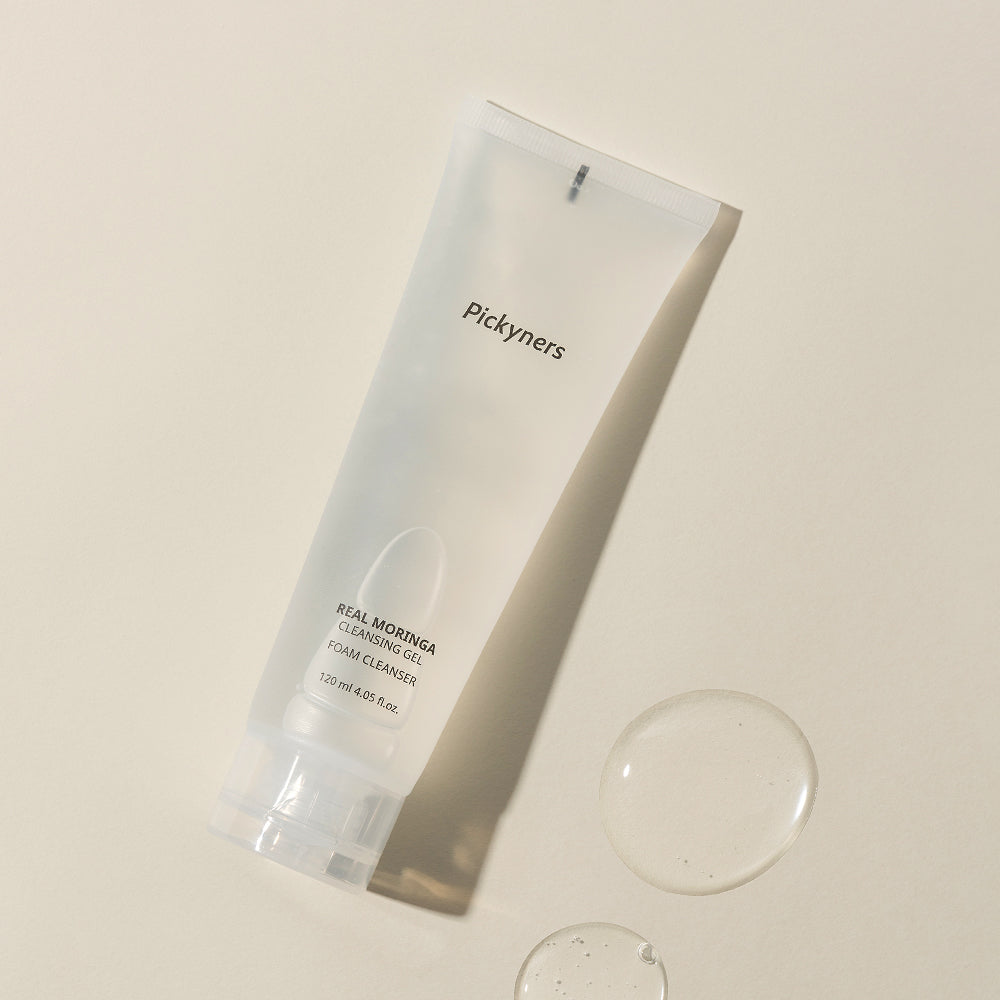 Pickyners Real Moringa Cleansing Gel Foam – Gentle Low pH Hydrating Cleanser, 120ml (4.05 fl oz)