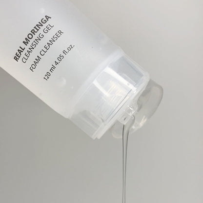 Pickyners Real Moringa Cleansing Gel Foam – Gentle Low pH Hydrating Cleanser, 120ml (4.05 fl oz)