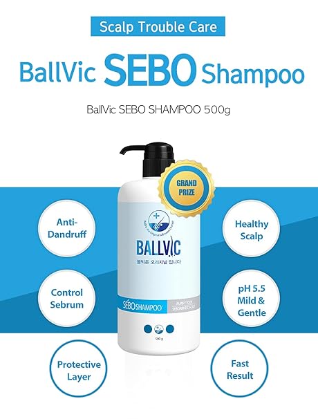 Ballvic Sebo Shampoo – Scalp Balance &amp; Soothing Care, 500g (17.6 oz)