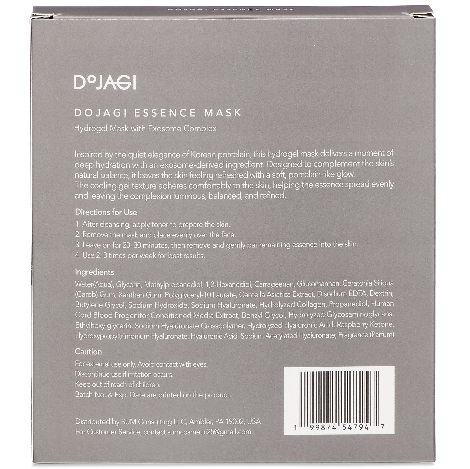 DOJAGI Hydrogel Mask with Exosome Complex, Intensive Hydration &amp; Firming Care, 25g x 5 Sheets