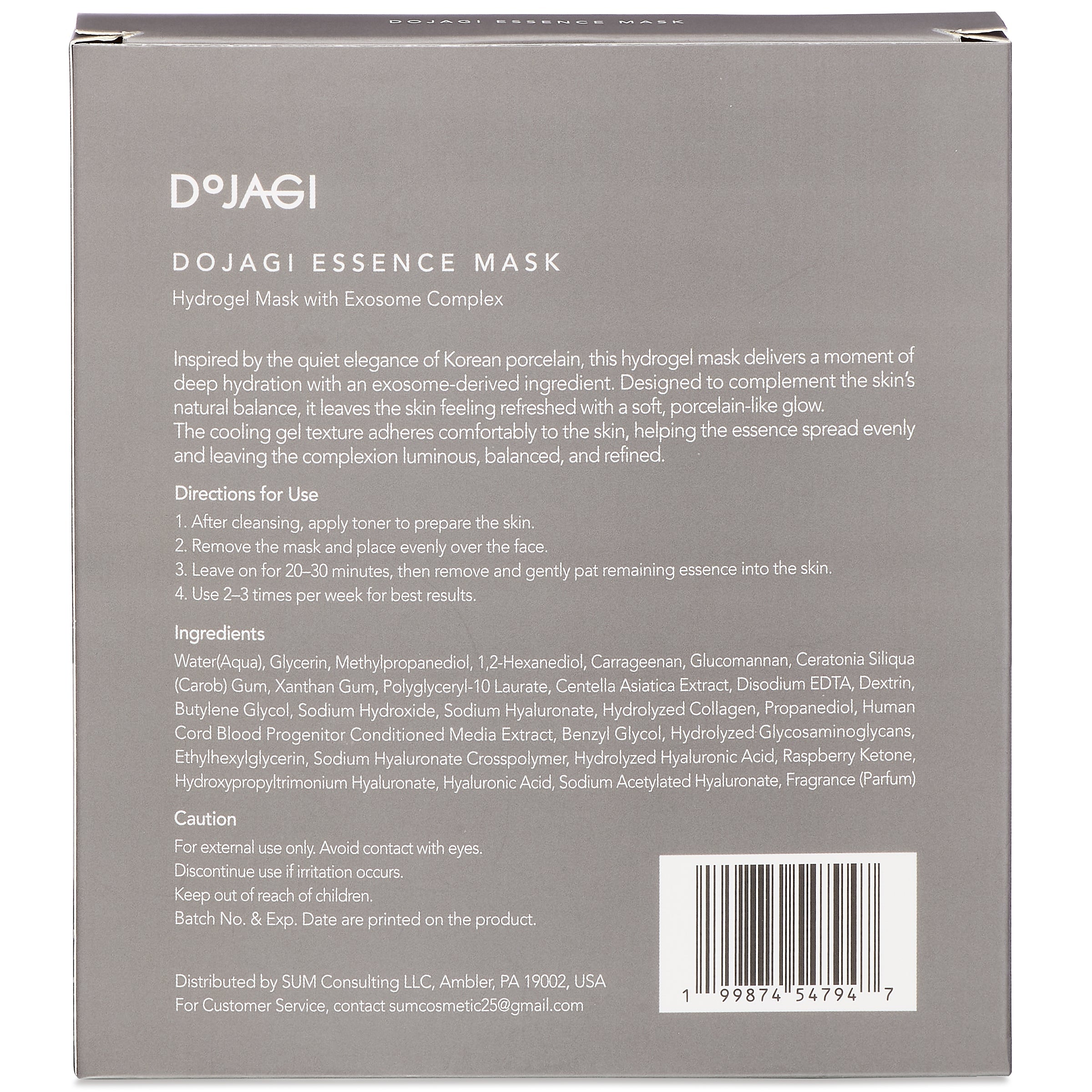 DOJAGI Hydrogel Mask with Exosome Complex, Intensive Hydration &amp; Firming Care, 25g x 5 Sheets