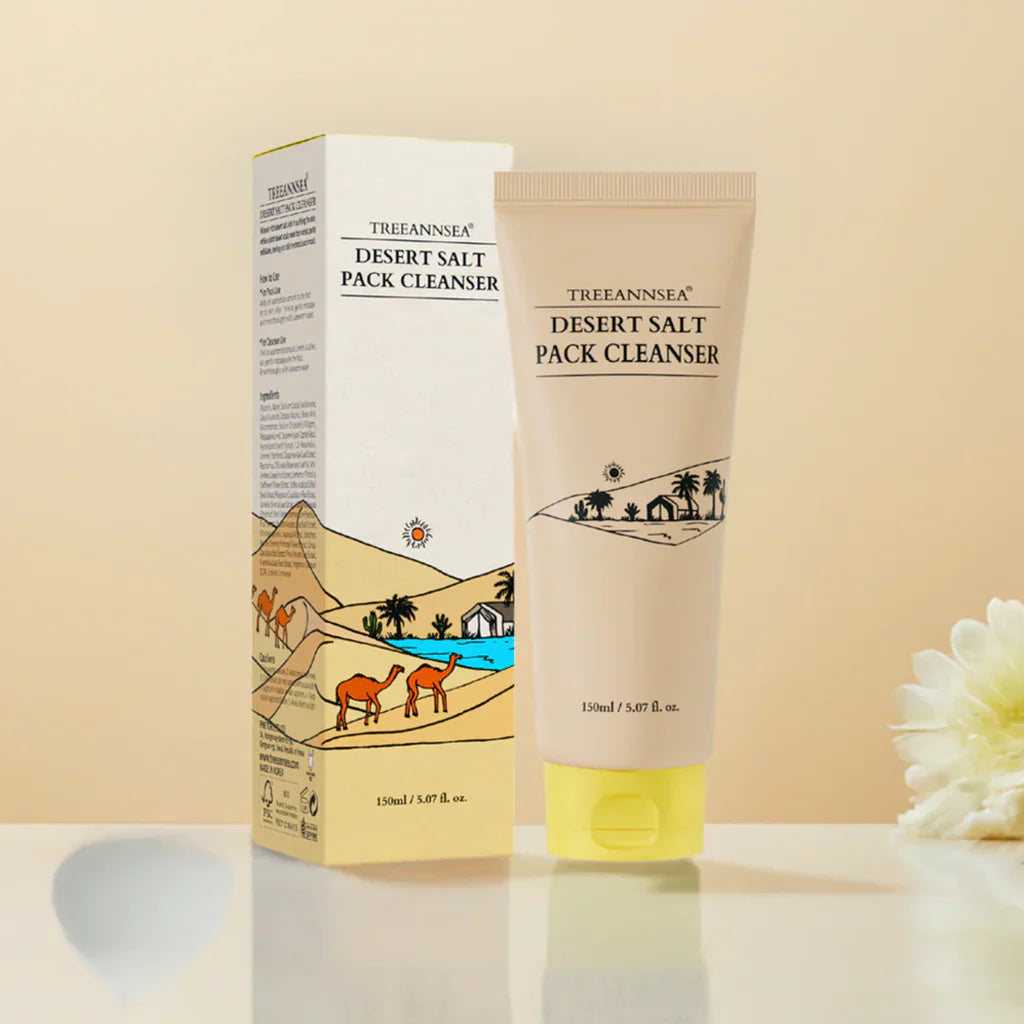 TREEANNSEA Desert Salt Pack Cleanser – Gentle Exfoliating Cleanser &amp; Mask, 150ml (5.07 fl oz)