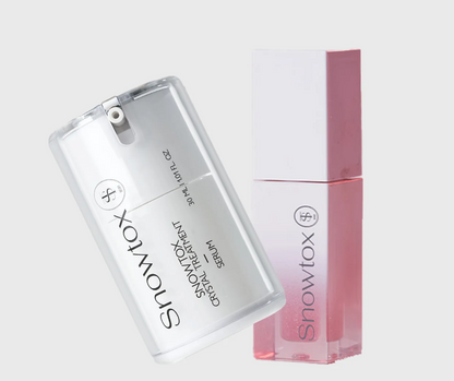 Snowtox Crystal Treatment Serum + Lip Plumper – Radiance &amp; Hydration Beauty Duo